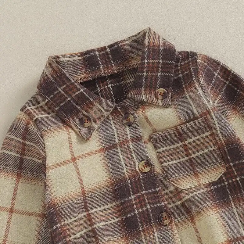 Long Sleeve Plaid Baby Set