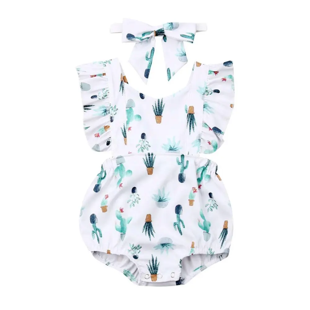 Cactus Ruffled Baby Romper