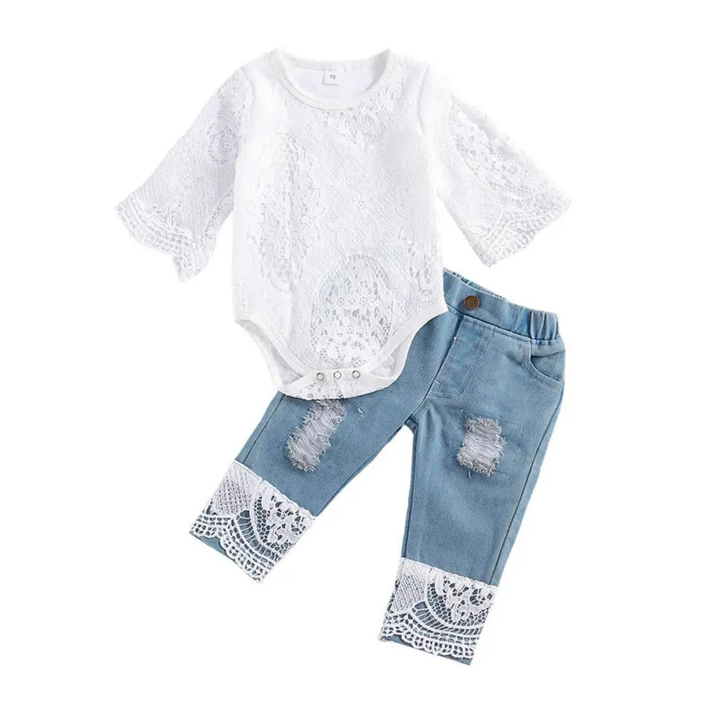 Denim Lace Baby Set