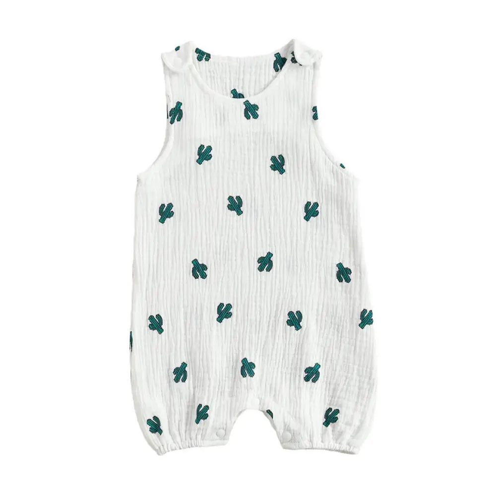 Linen Cactus Baby Romper